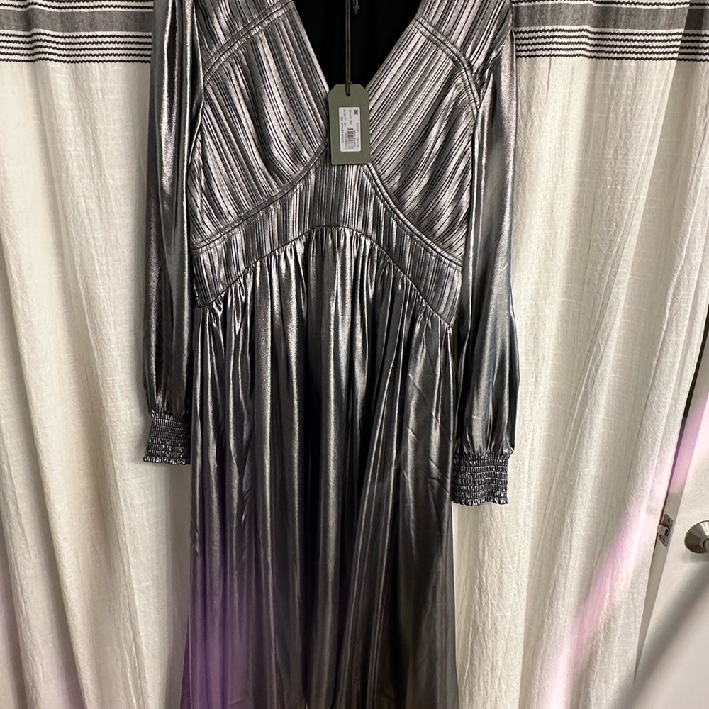 All Saints Metallic Gray Dress